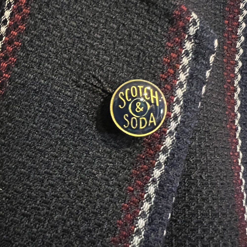 Scotch and Soda Navy with Burgundy and White Stripe Wool Suit Mens 40R - Picture 9 of 12